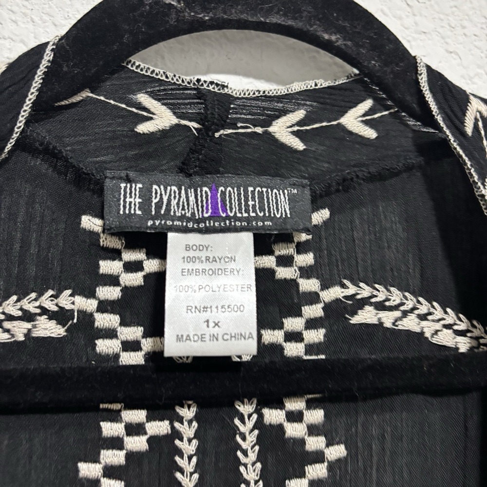 The Pyramid Collection Cardigan Kimono Jacket 1x Embroidered Pockets Bohemian - Picture 12 of 13